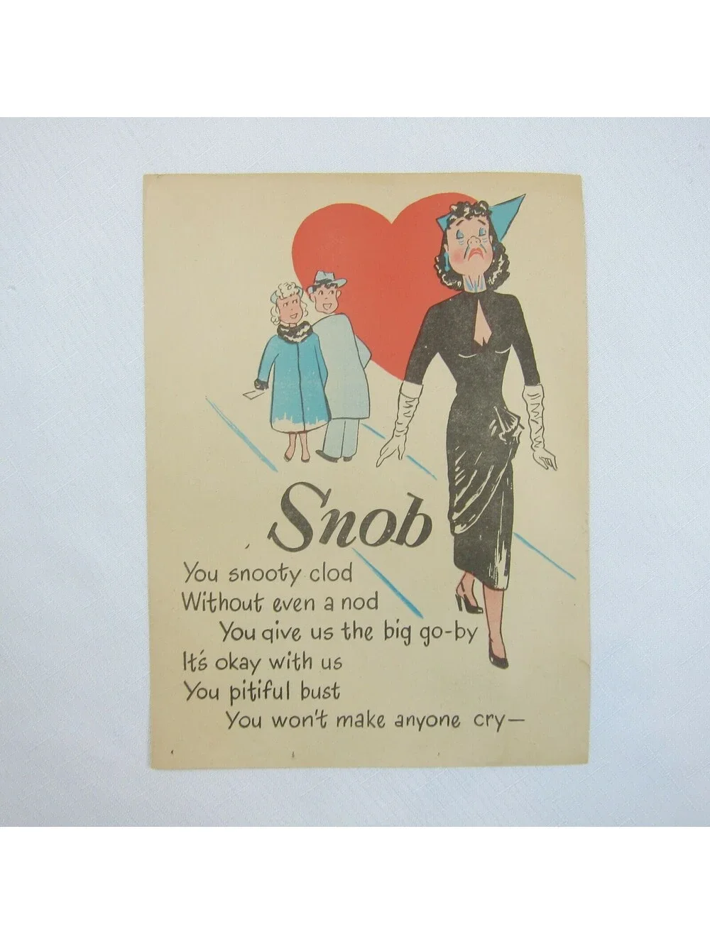 Vintage Vinegar Valentine Snob Penny Dreadful Sarcasm Insult Poem Ephemera 8x10